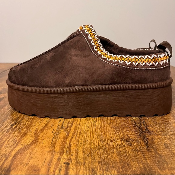 London Rag Shoes - New Chunky Platform‎ Slides-Brown-Size 8